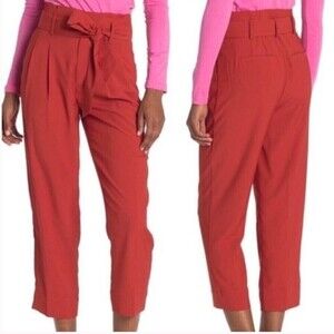 Madewell New Drapey Paperbag Pants Red Tie Waist Women’s Size 2 Cropped